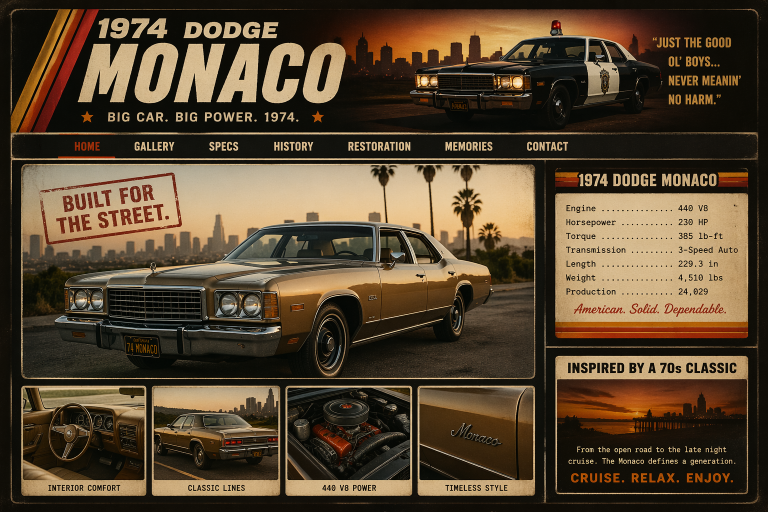 1974 Dodge Monaco Site Mockup